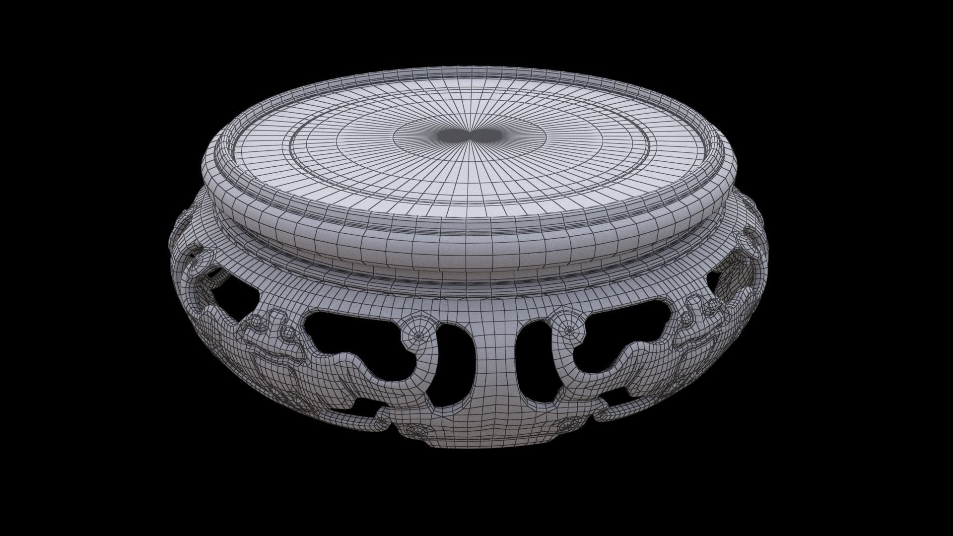 Ancient Chinese Tiger Talisman and Traditional wood table Low-poly 3D model_24