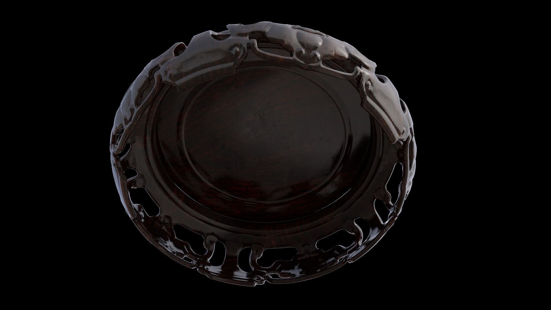Ancient Chinese Tiger Talisman and Traditional wood table Low-poly 3D model_14