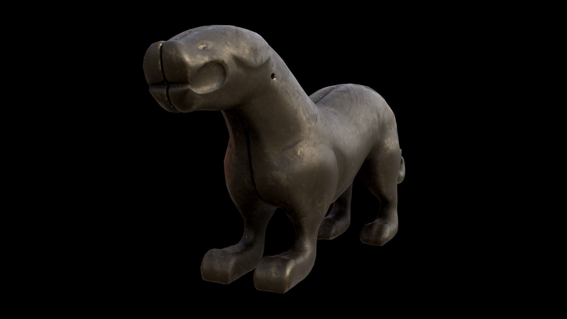Ancient Chinese Tiger Talisman and Traditional wood table Low-poly 3D model_17