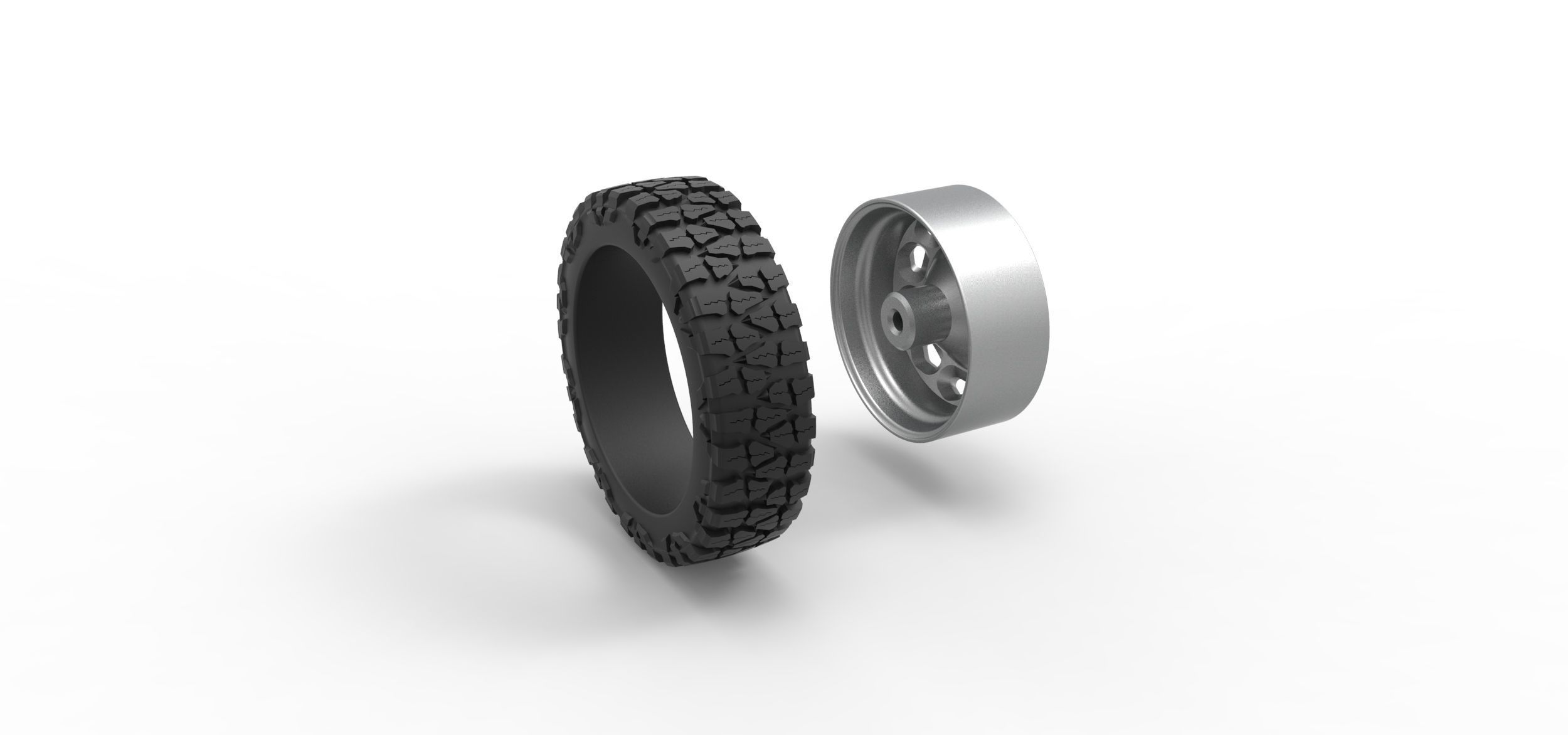 10 Triangular Hole front semi wheel for pickup V2 Scale 1 to 25 3D print model_9