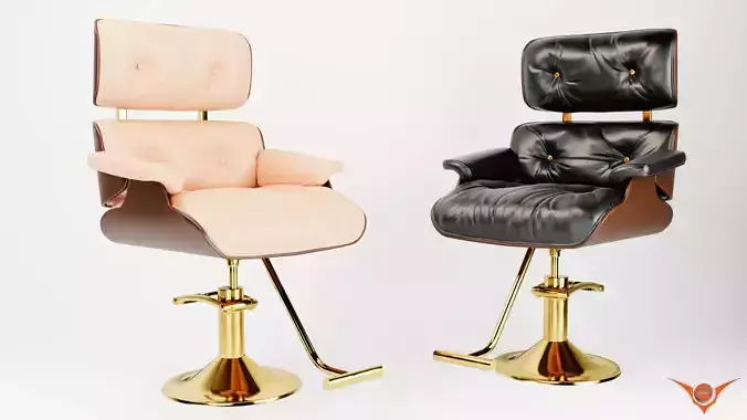 Barber chair mirror station led salon mirror furniture set 3D model