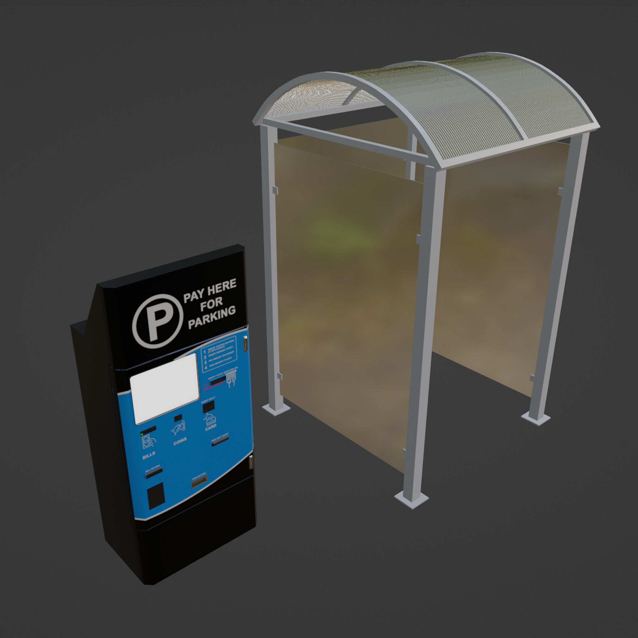 Parking Ticket Machine  Low-poly 3D model_1