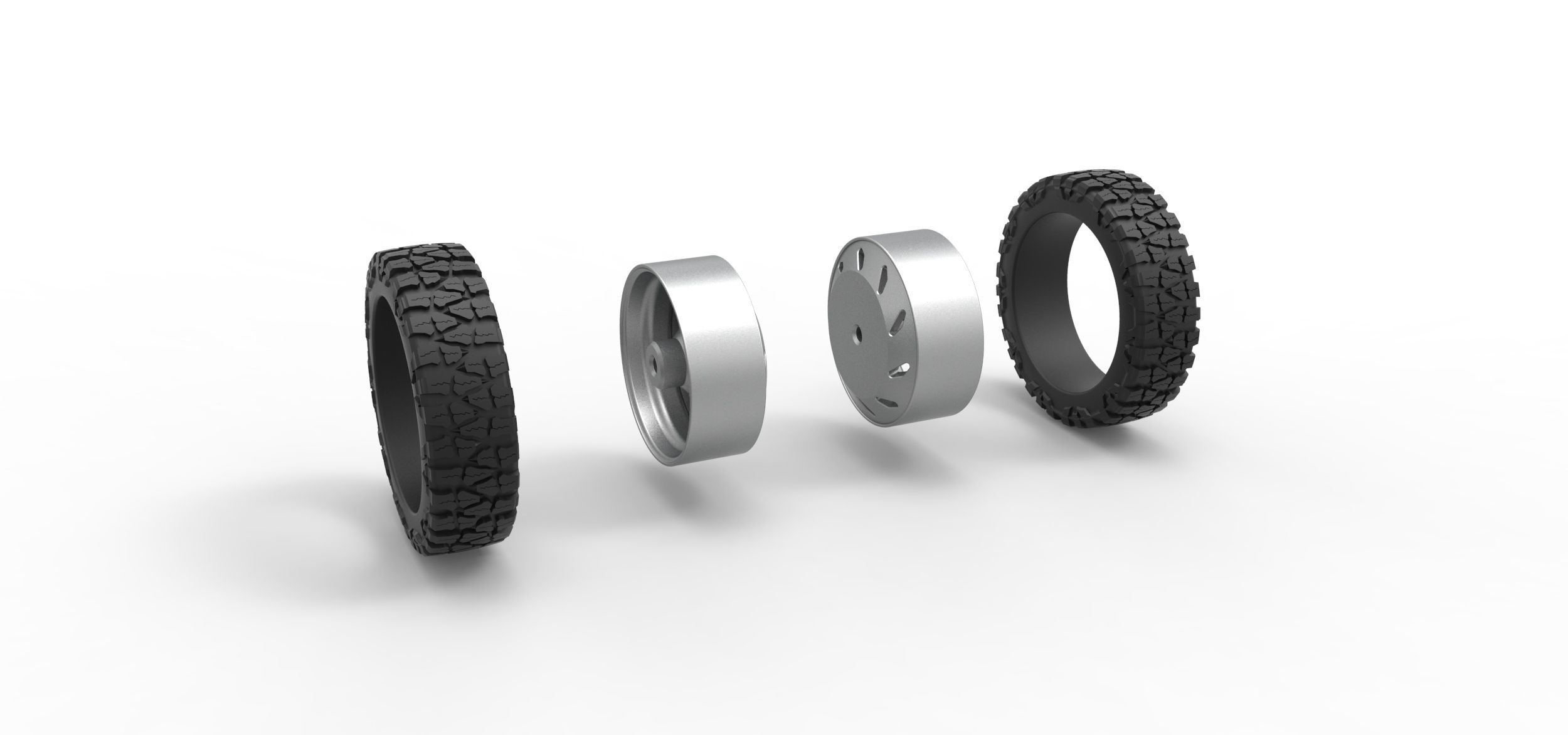 10 Triangular Hole rear semi wheel for pickup V3 Scale 1 to 25 3D print model_9