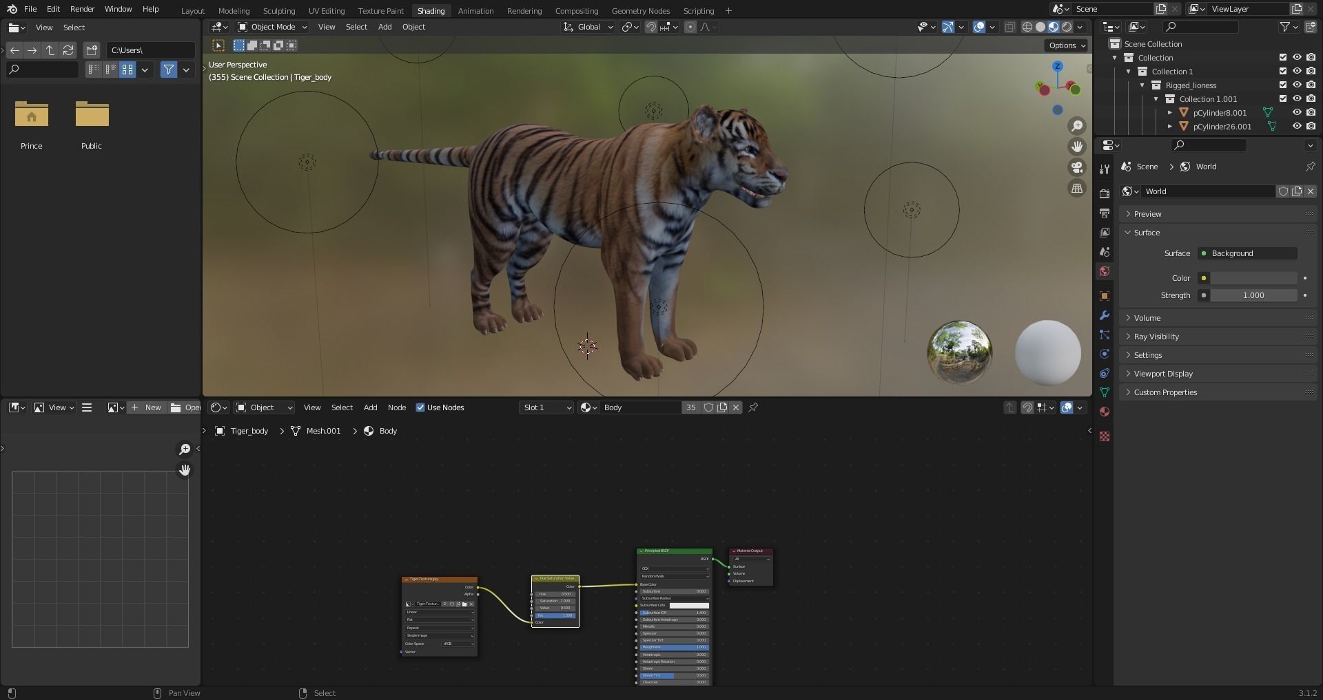 Fur Tiger Rigged and Animation in Blender Unity Low-poly 3D model_26