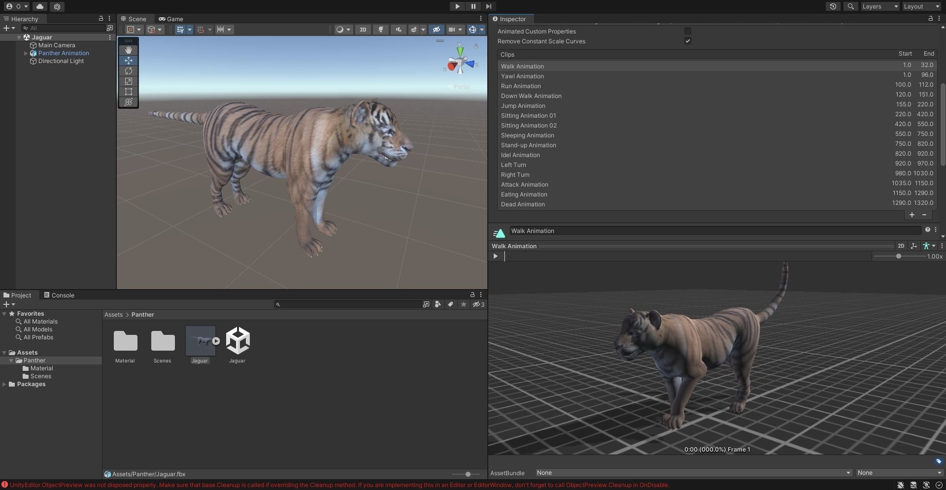 Fur Tiger Rigged and Animation in Blender Unity Low-poly 3D model_30