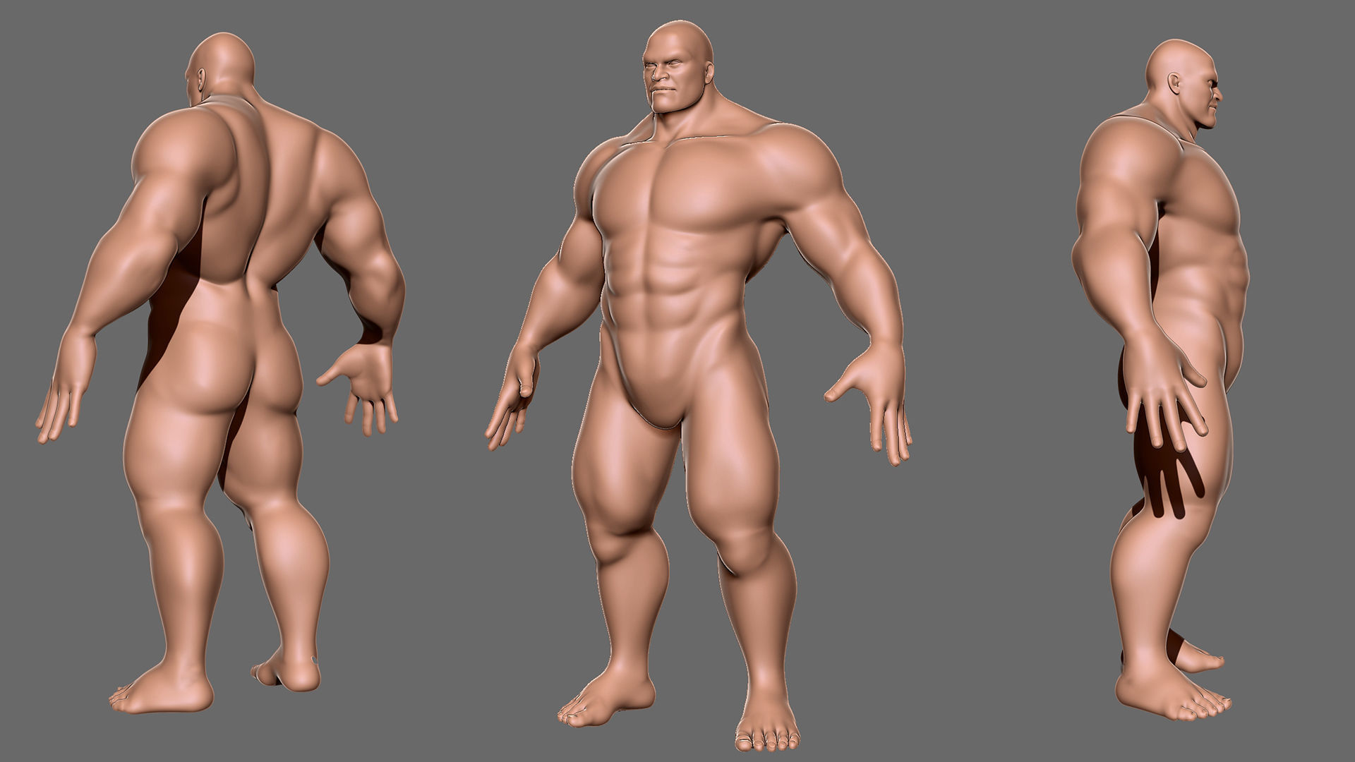Muscular Male  BaseMesh Low-poly 3D model_4