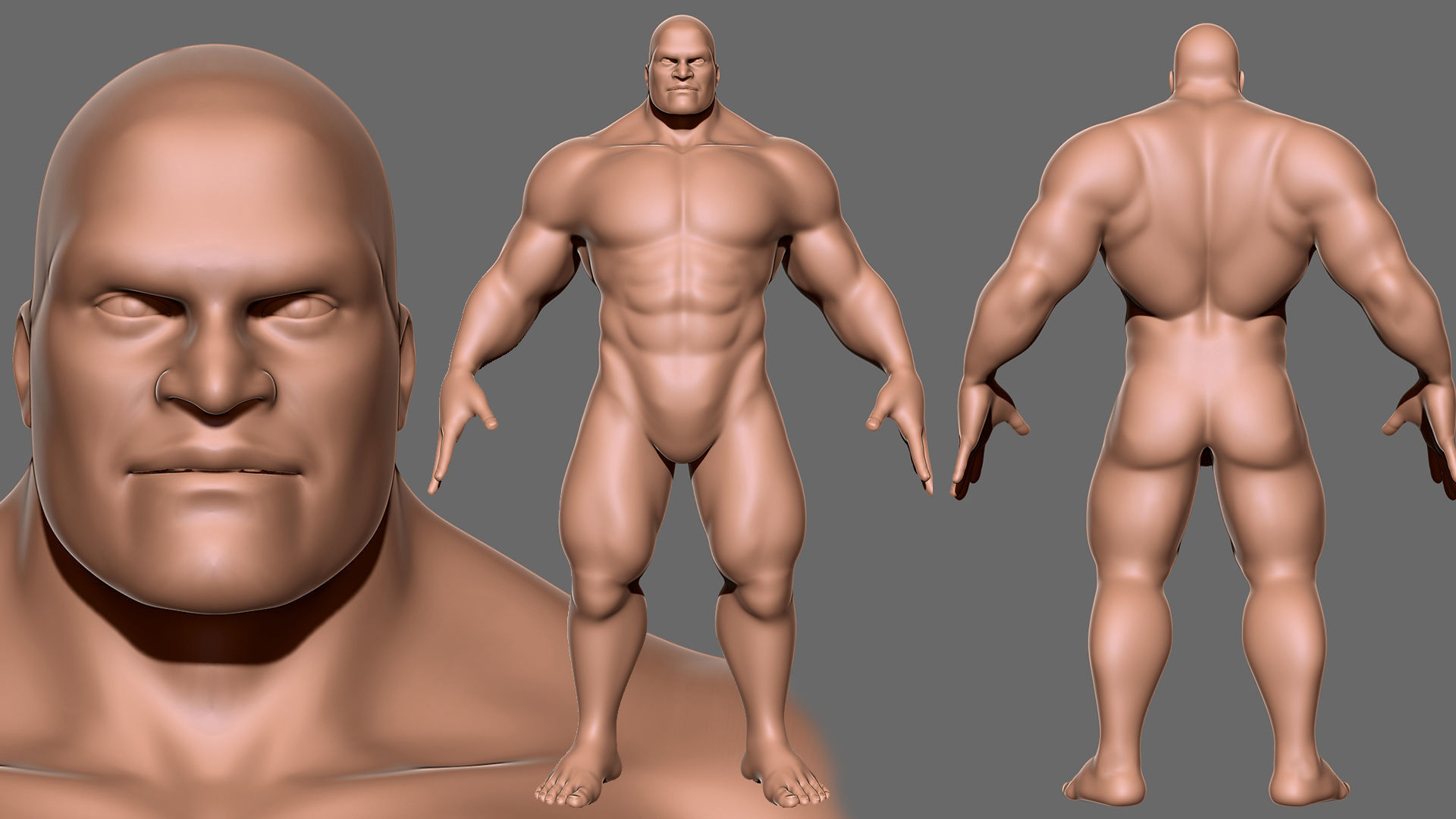 Muscular Male  BaseMesh Low-poly 3D model_2