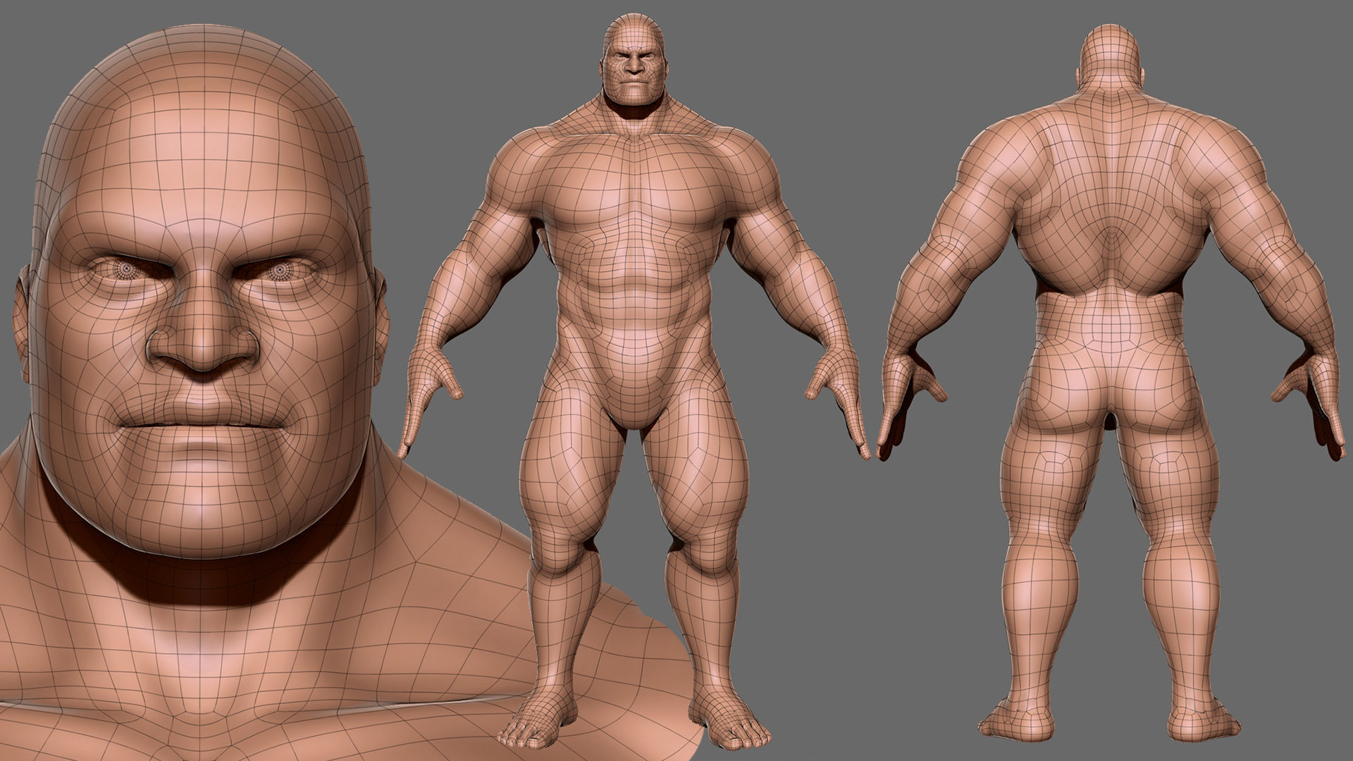 Muscular Male  BaseMesh Low-poly 3D model_1