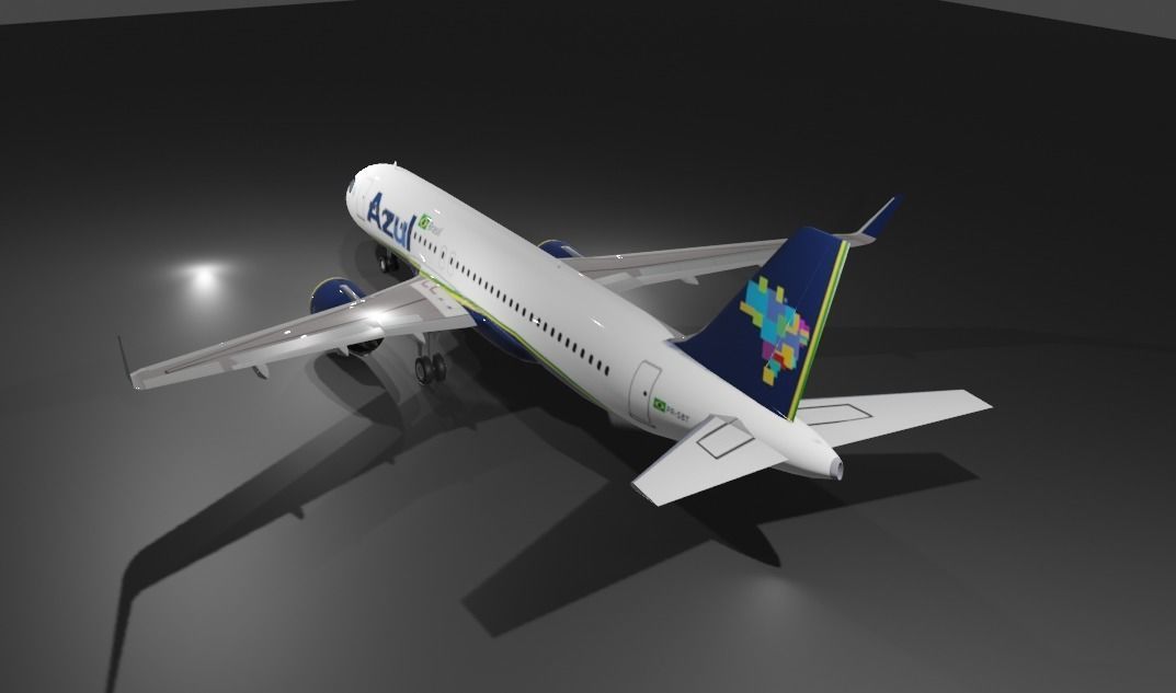 Airbus a320neo Azul Airlines 3D Model with cockpit Low-poly 3D model_1
