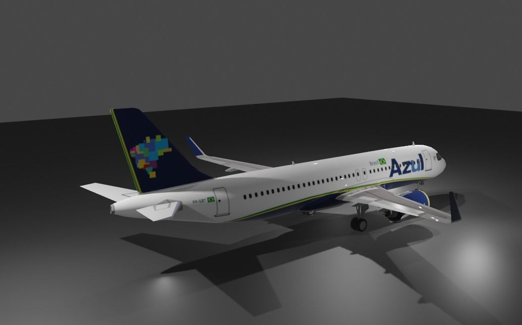 Airbus a320neo Azul Airlines 3D Model with cockpit Low-poly 3D model_2