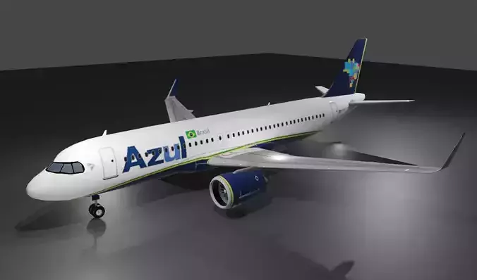 Airbus a320neo Azul Airlines 3D Model with cockpit Low-poly 3D model