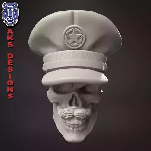 skull Wall decor army captain skull v1 3D print model