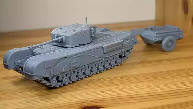 Churchill Crocodile with trailer - UK - WW2 and Korean War 3D print model