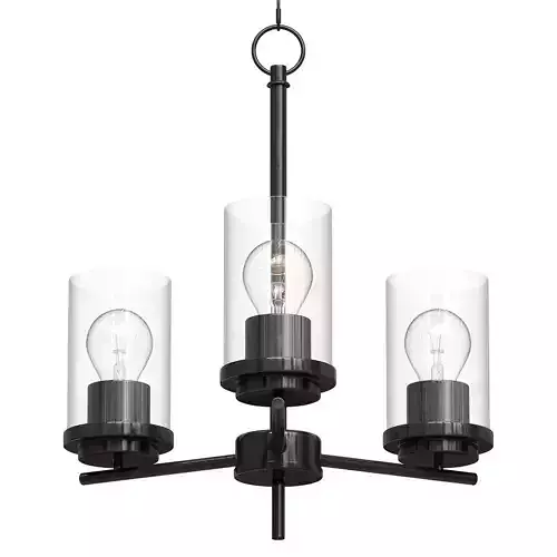 Corona Black Three Light Chandelier