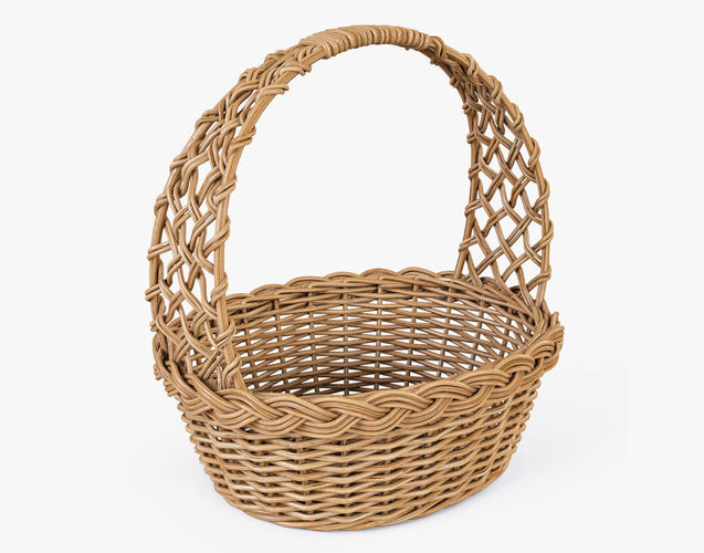 Wicker Basket 09 Natural Color 3D model