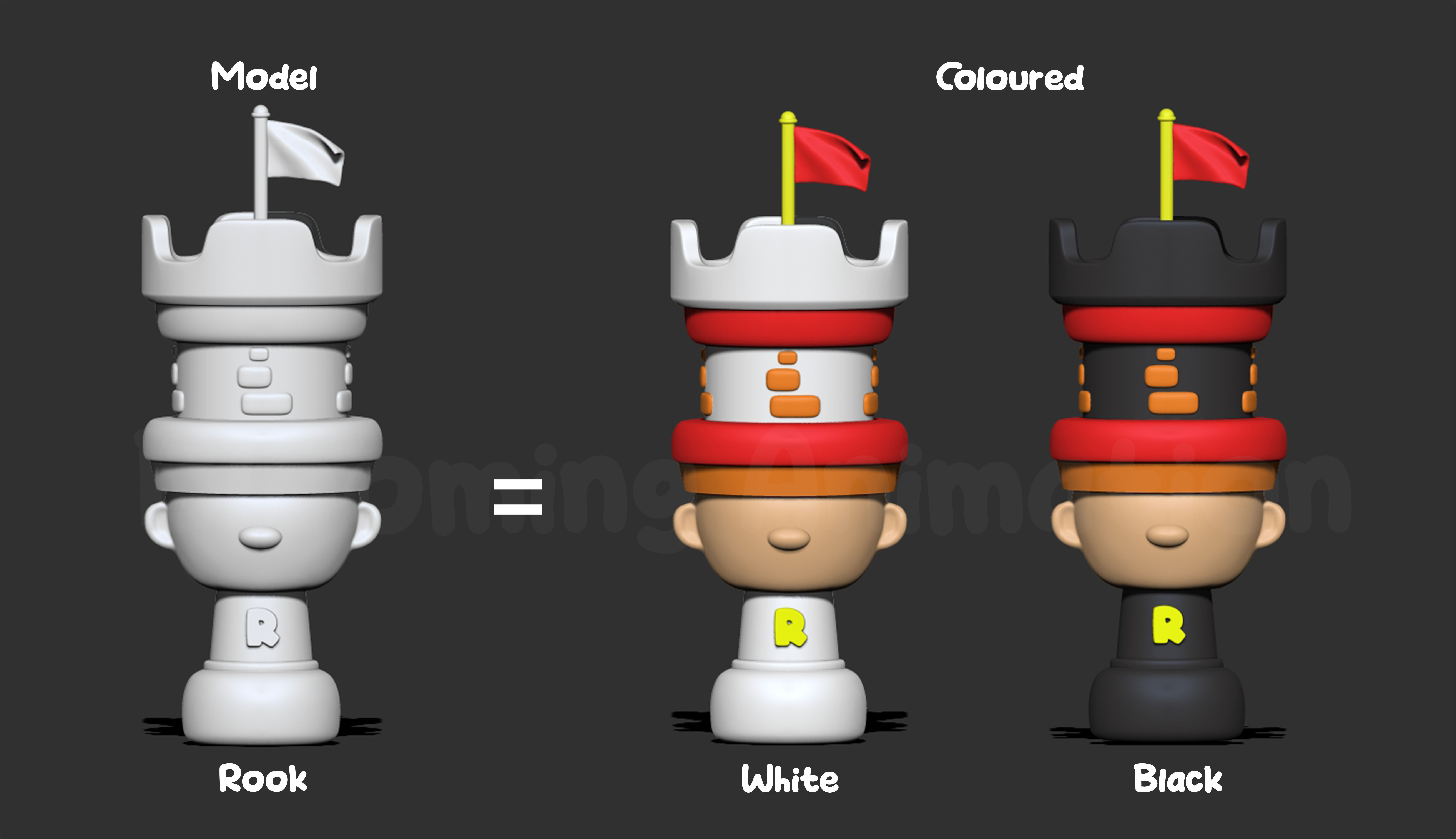 Cartoony Chess Figure for Small Children including Chess Board 3D print model_6