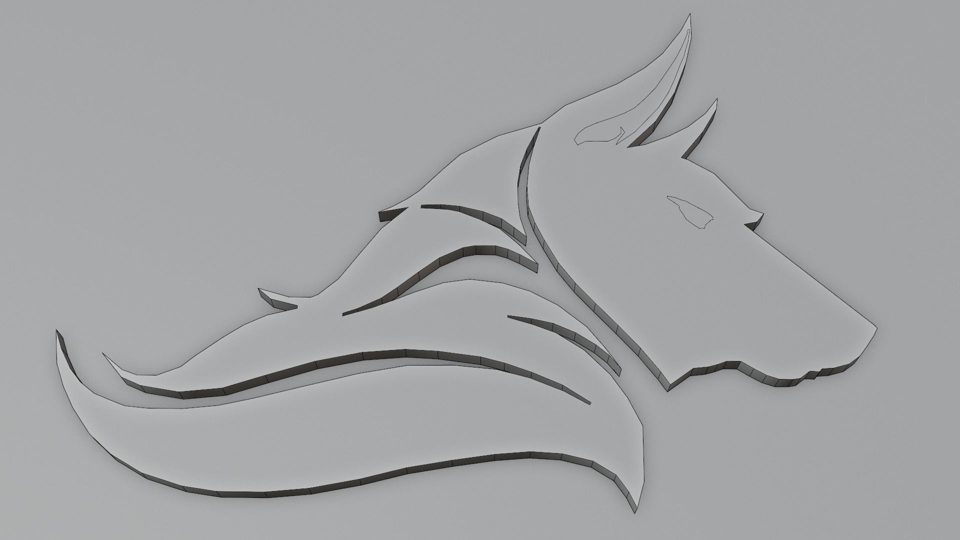Wolf logo 3D model_1