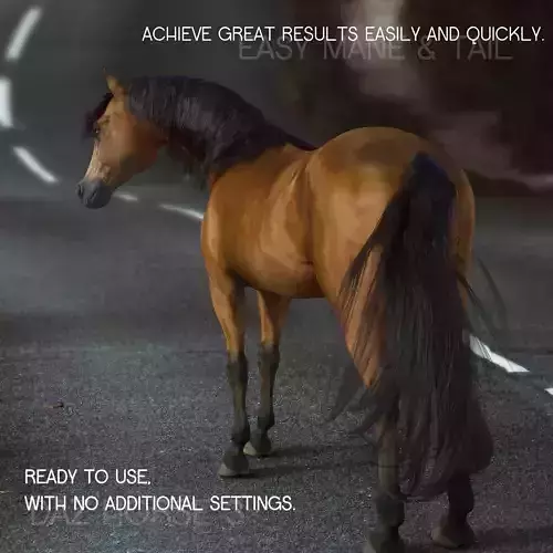 Easy Mane and Tail DAZHorse3 Low-poly 3D model