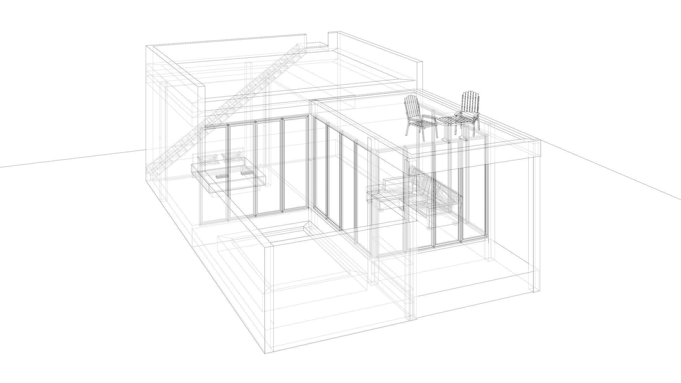 Resort house with 3D-printing wall 3D model_8