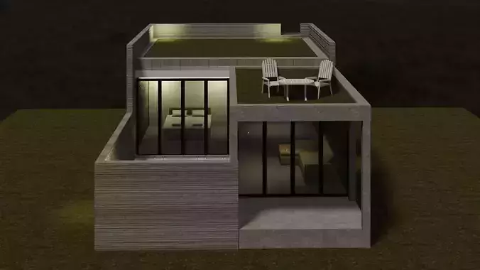 Resort house with 3D-printing wall 3D model
