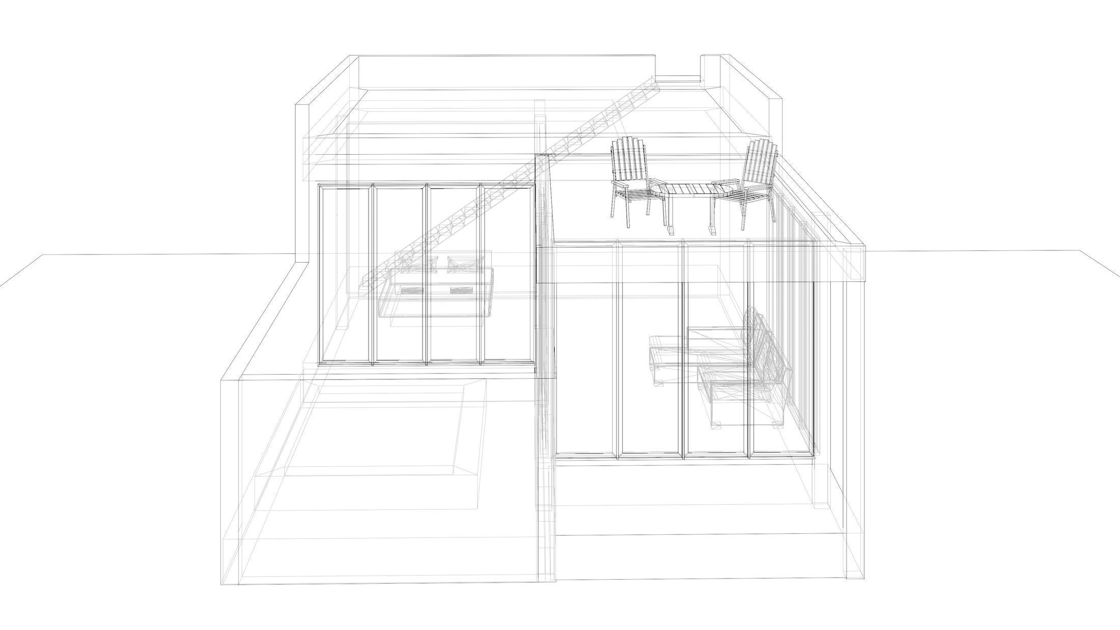 Resort house with 3D-printing wall 3D model_6