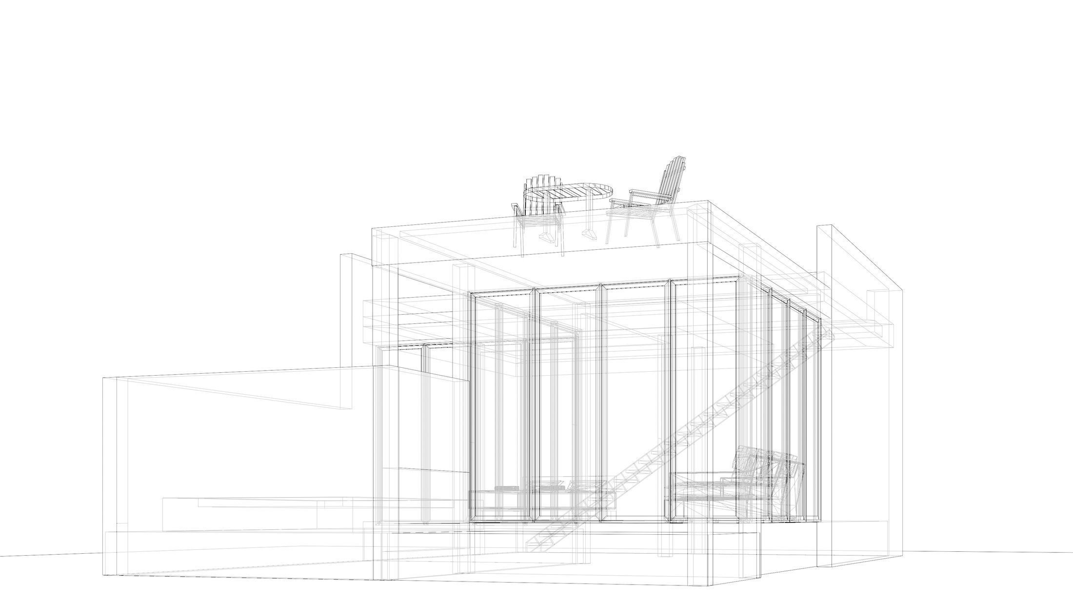 Resort house with 3D-printing wall 3D model_9