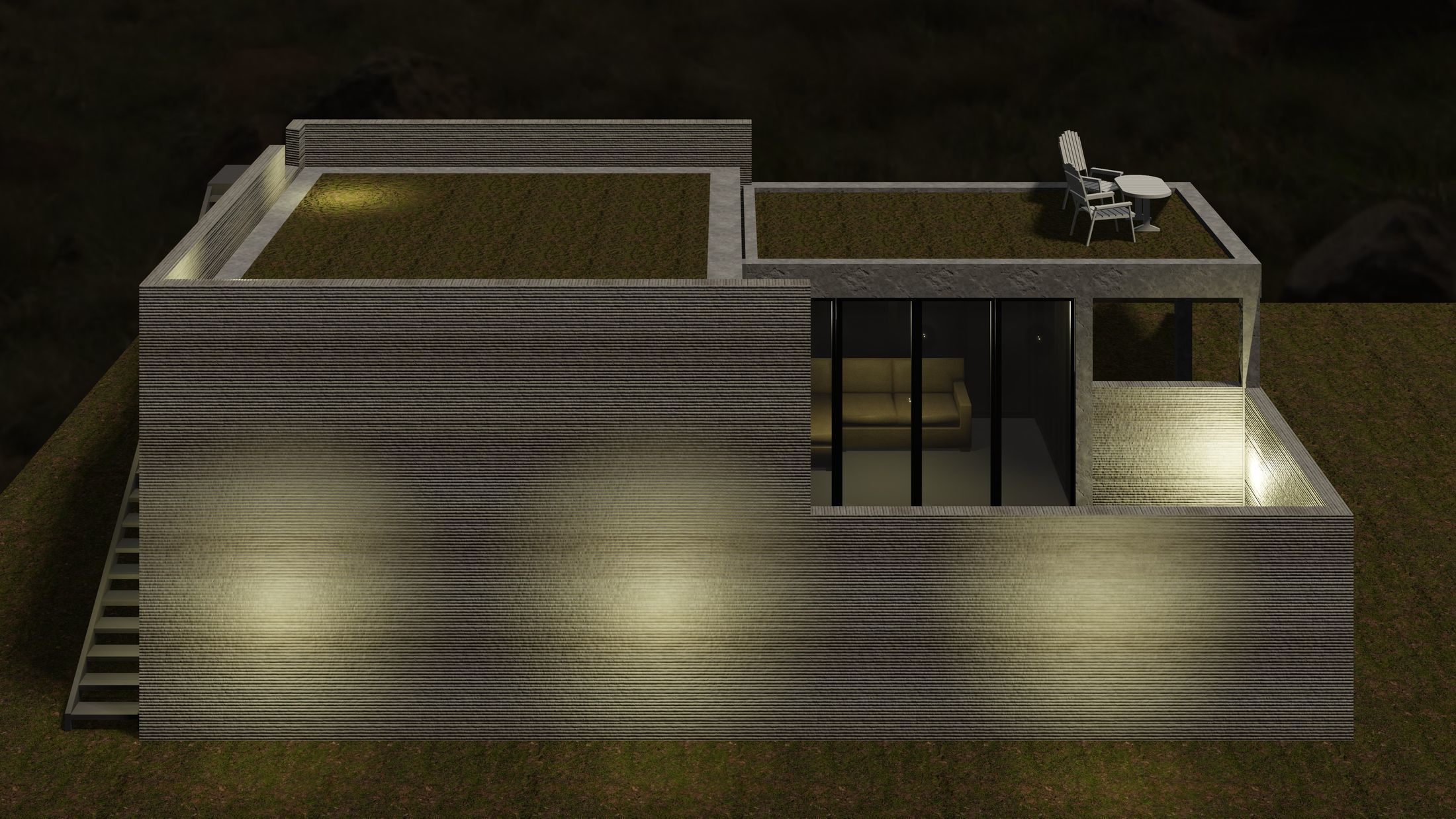 Resort house with 3D-printing wall 3D model_4