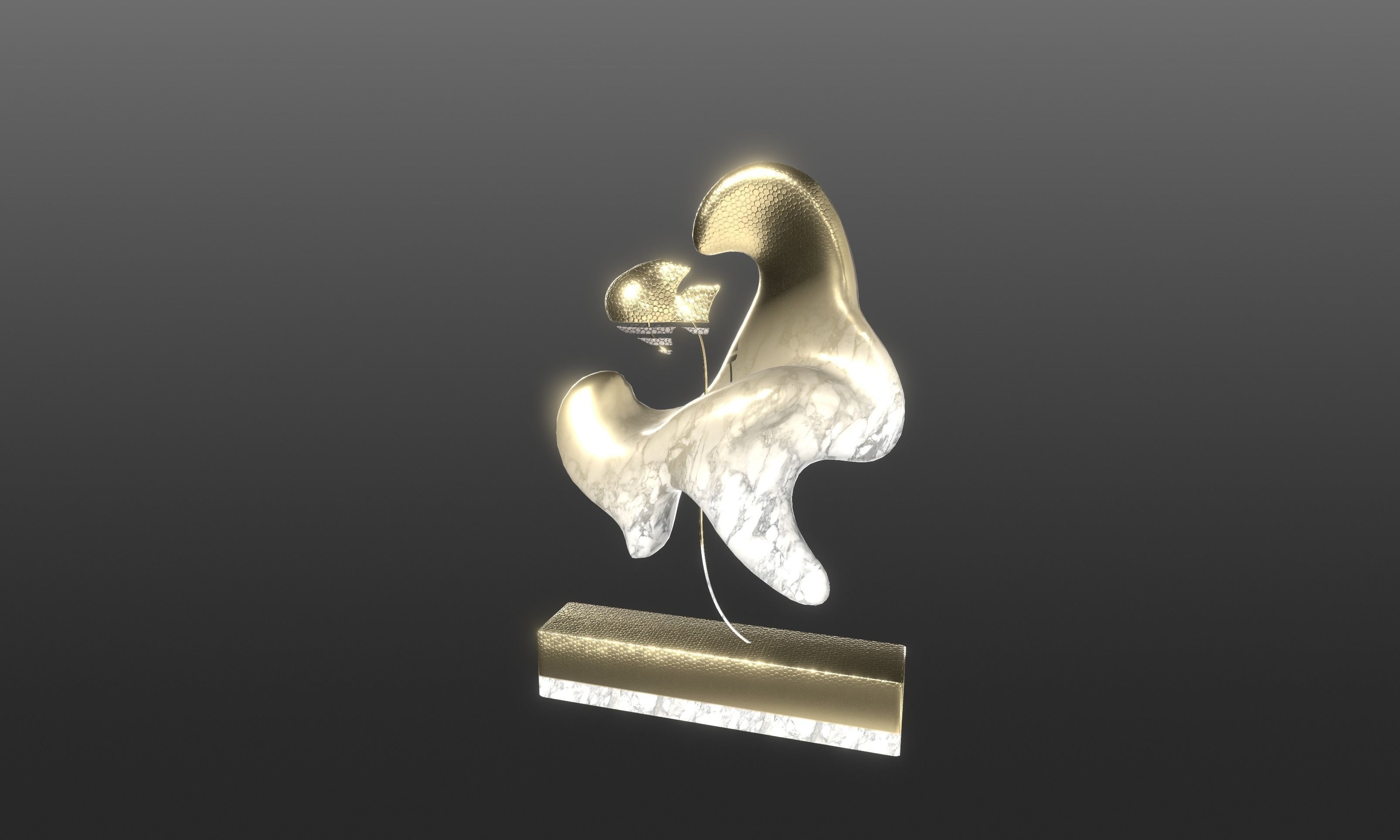 Ethereal Aquatica The Golden Wave Marble Fish Ensemble 3D model_95