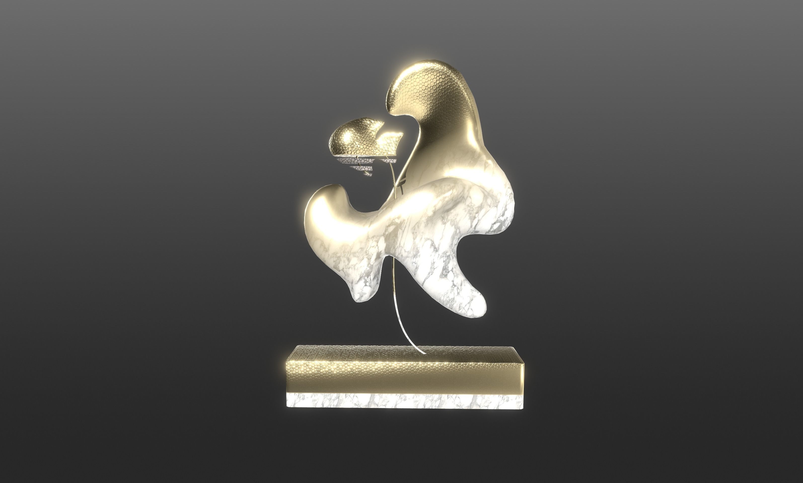Ethereal Aquatica The Golden Wave Marble Fish Ensemble 3D model_36