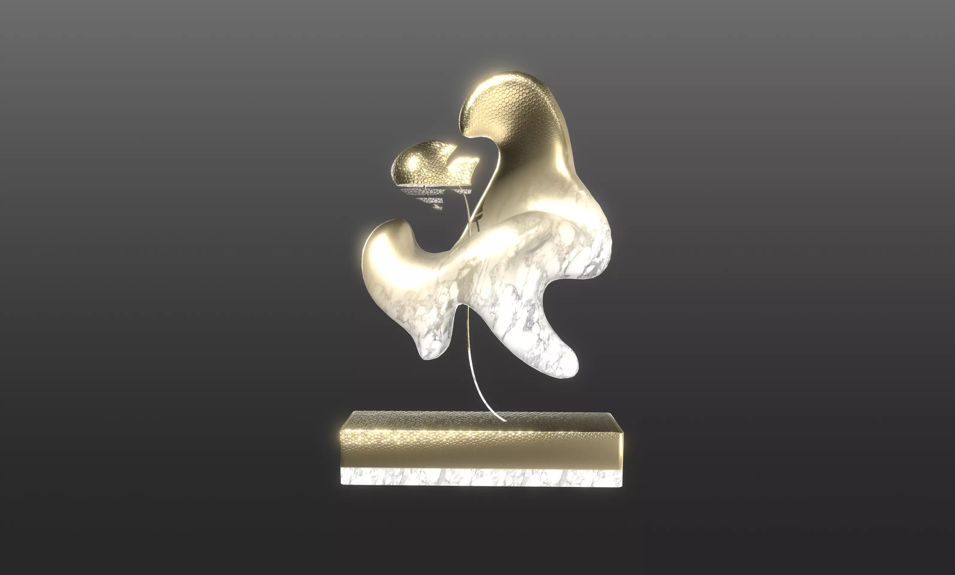 Ethereal Aquatica The Golden Wave Marble Fish Ensemble 3D model_0