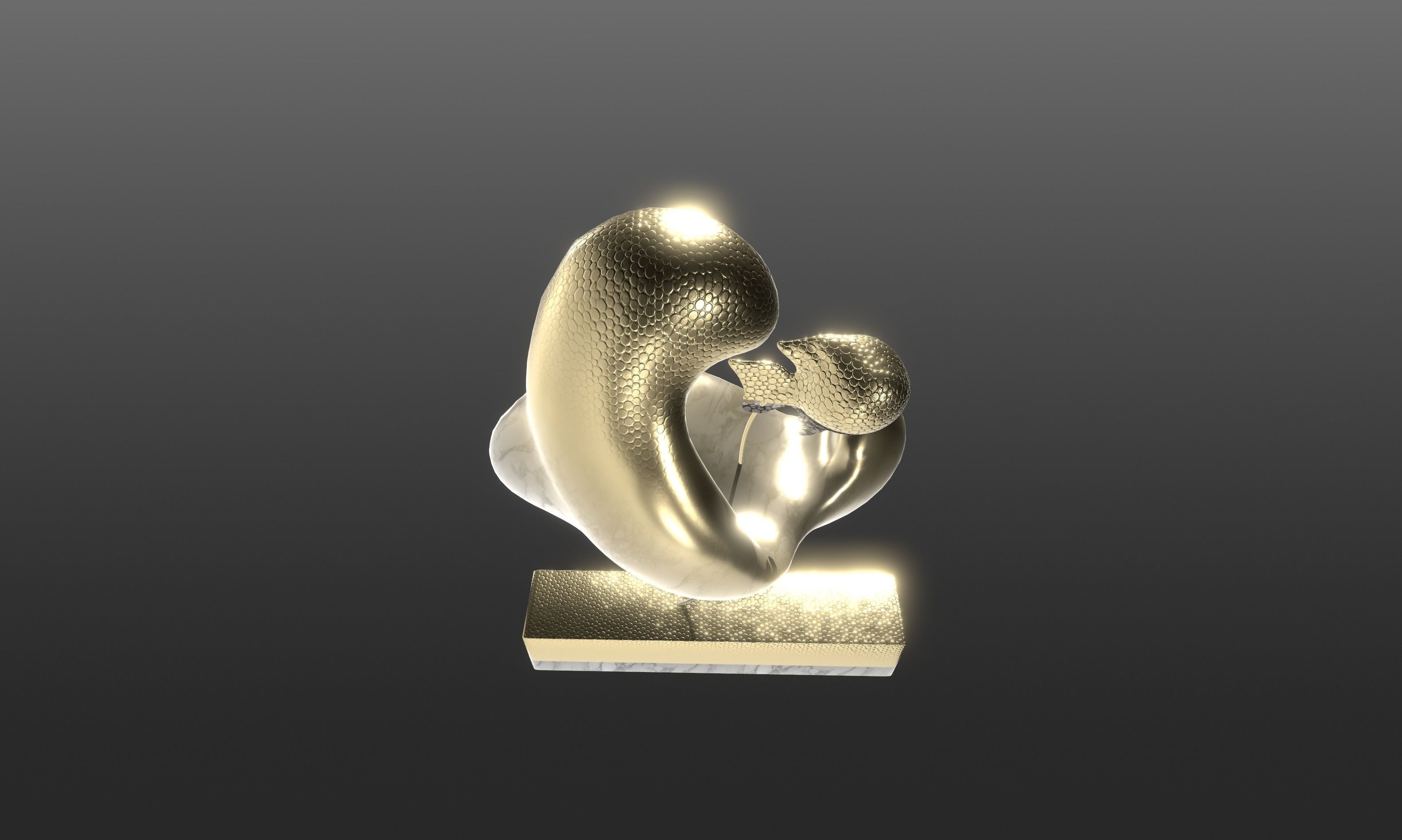 Ethereal Aquatica The Golden Wave Marble Fish Ensemble 3D model_32