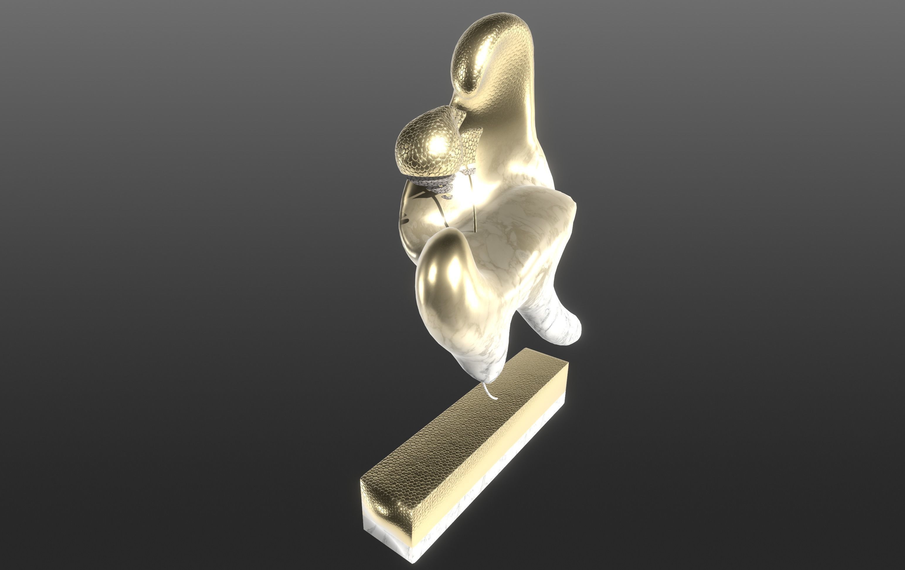Ethereal Aquatica The Golden Wave Marble Fish Ensemble 3D model_30