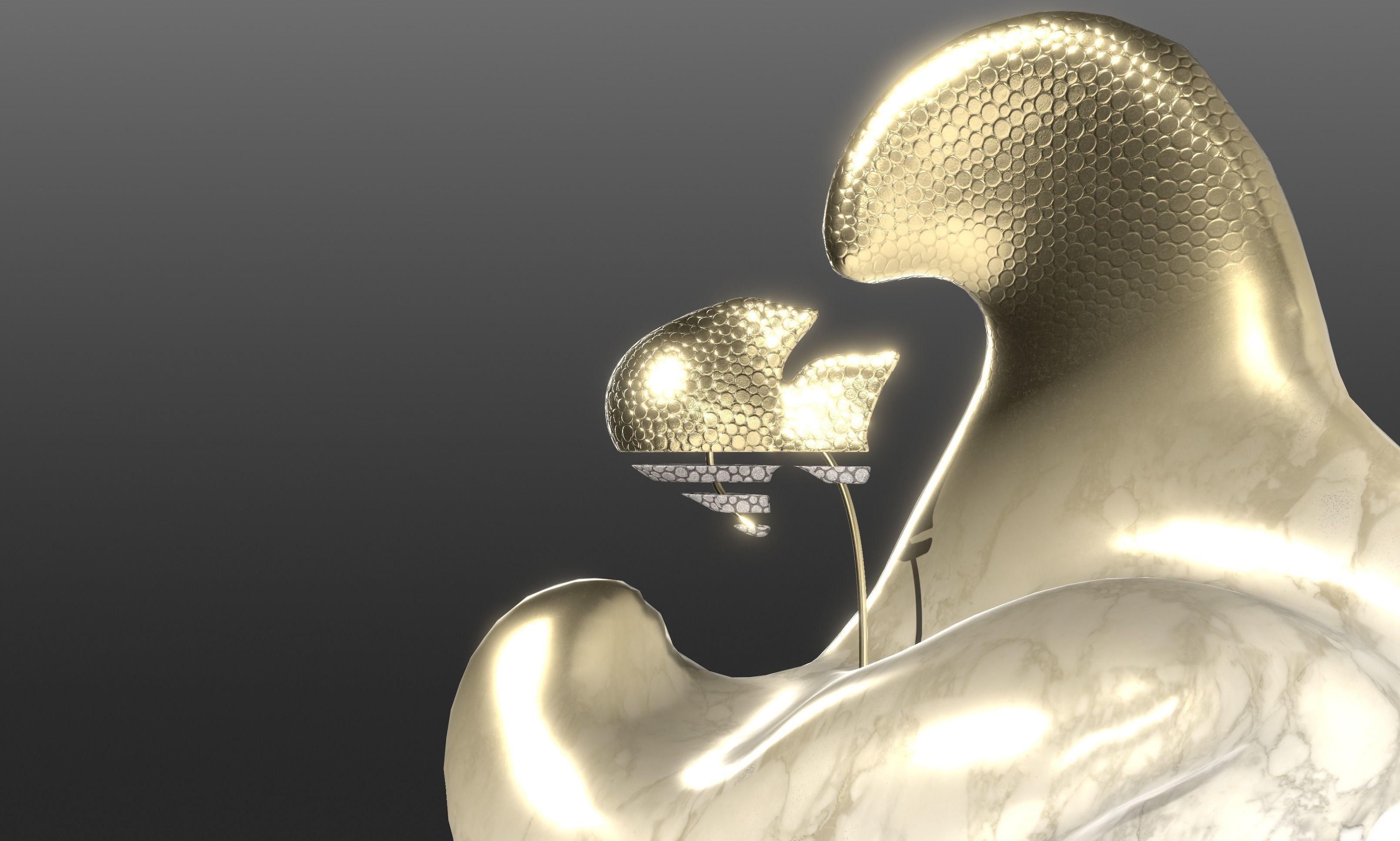 Ethereal Aquatica The Golden Wave Marble Fish Ensemble 3D model_102