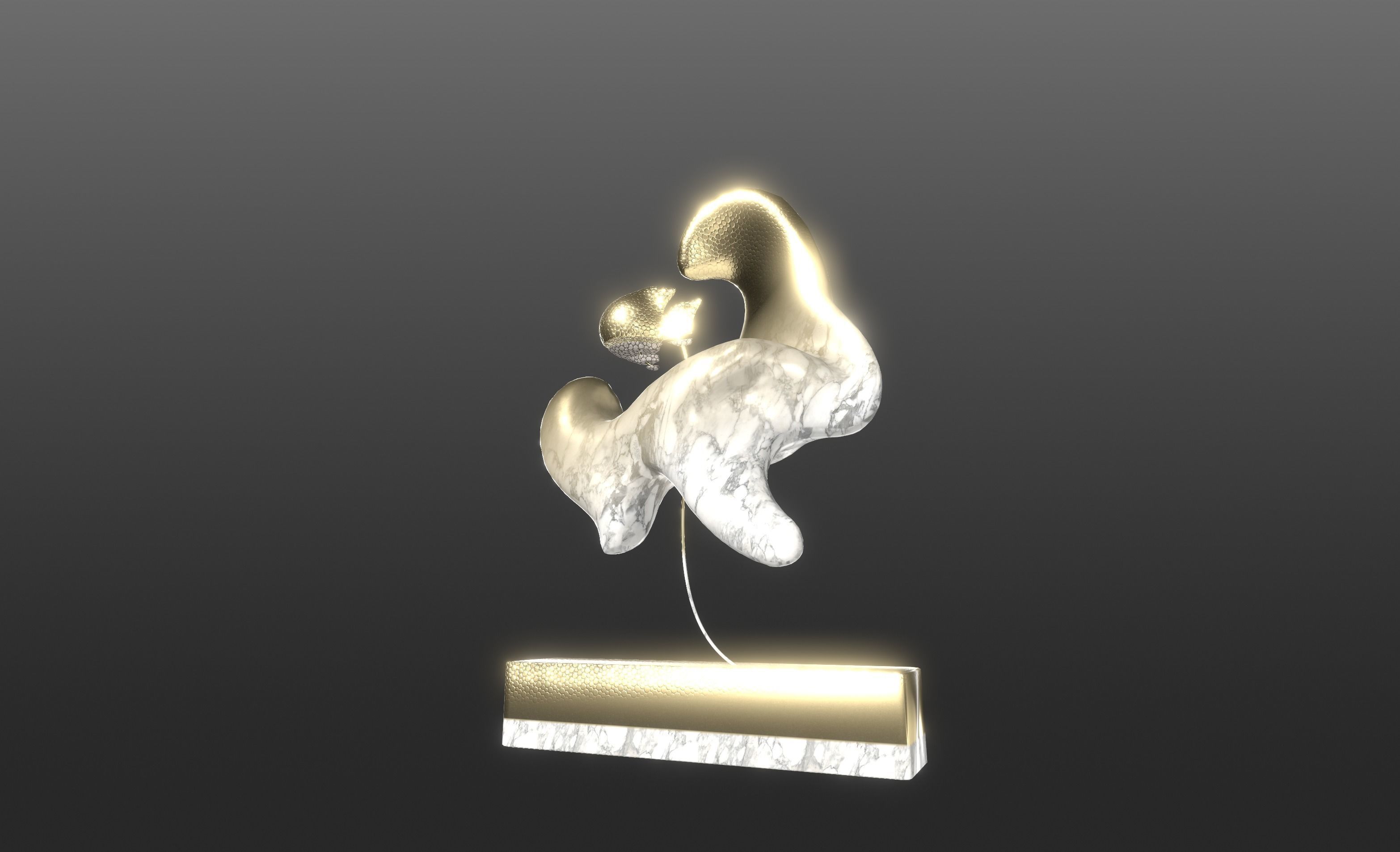 Ethereal Aquatica The Golden Wave Marble Fish Ensemble 3D model_6