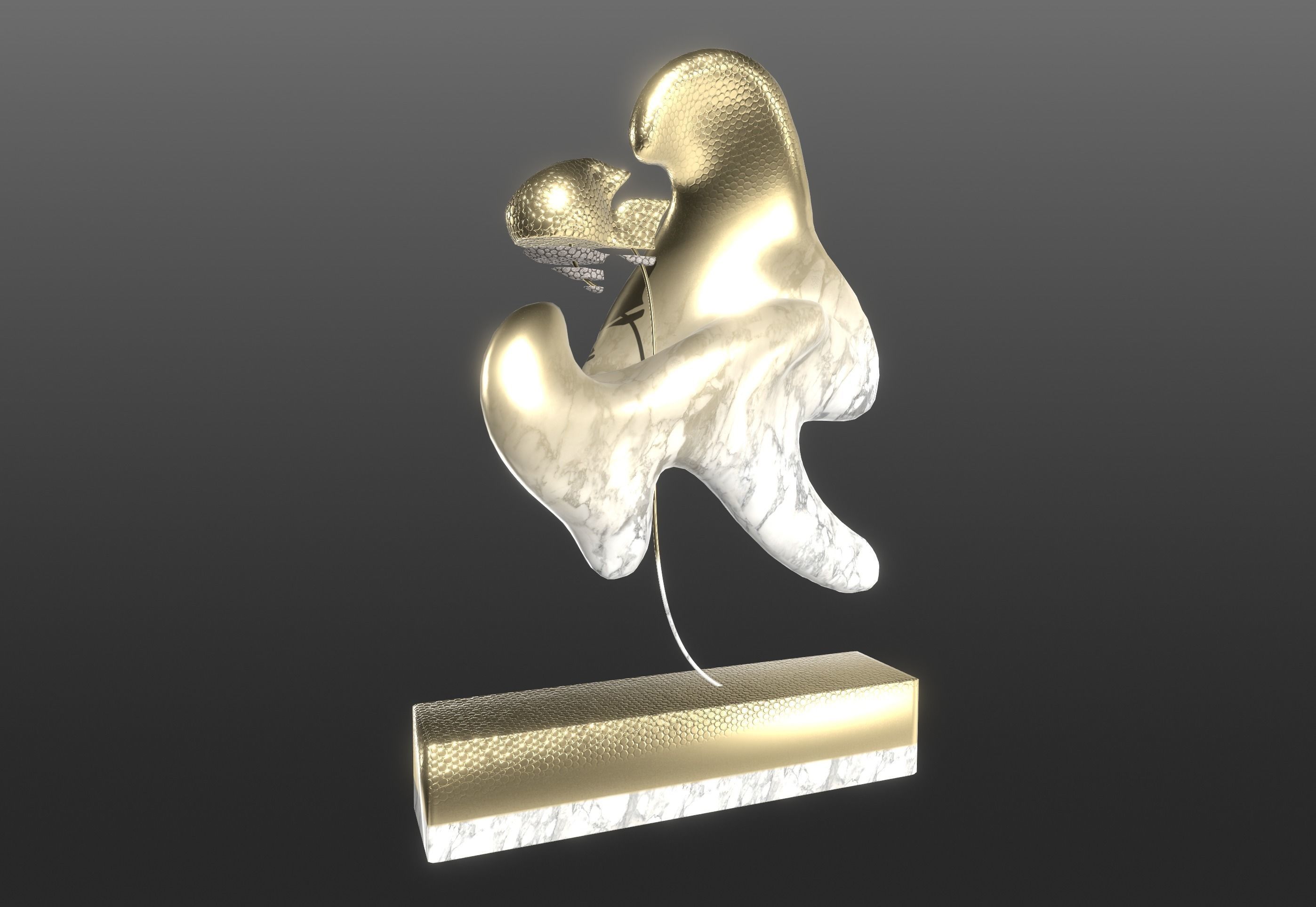 Ethereal Aquatica The Golden Wave Marble Fish Ensemble 3D model_20