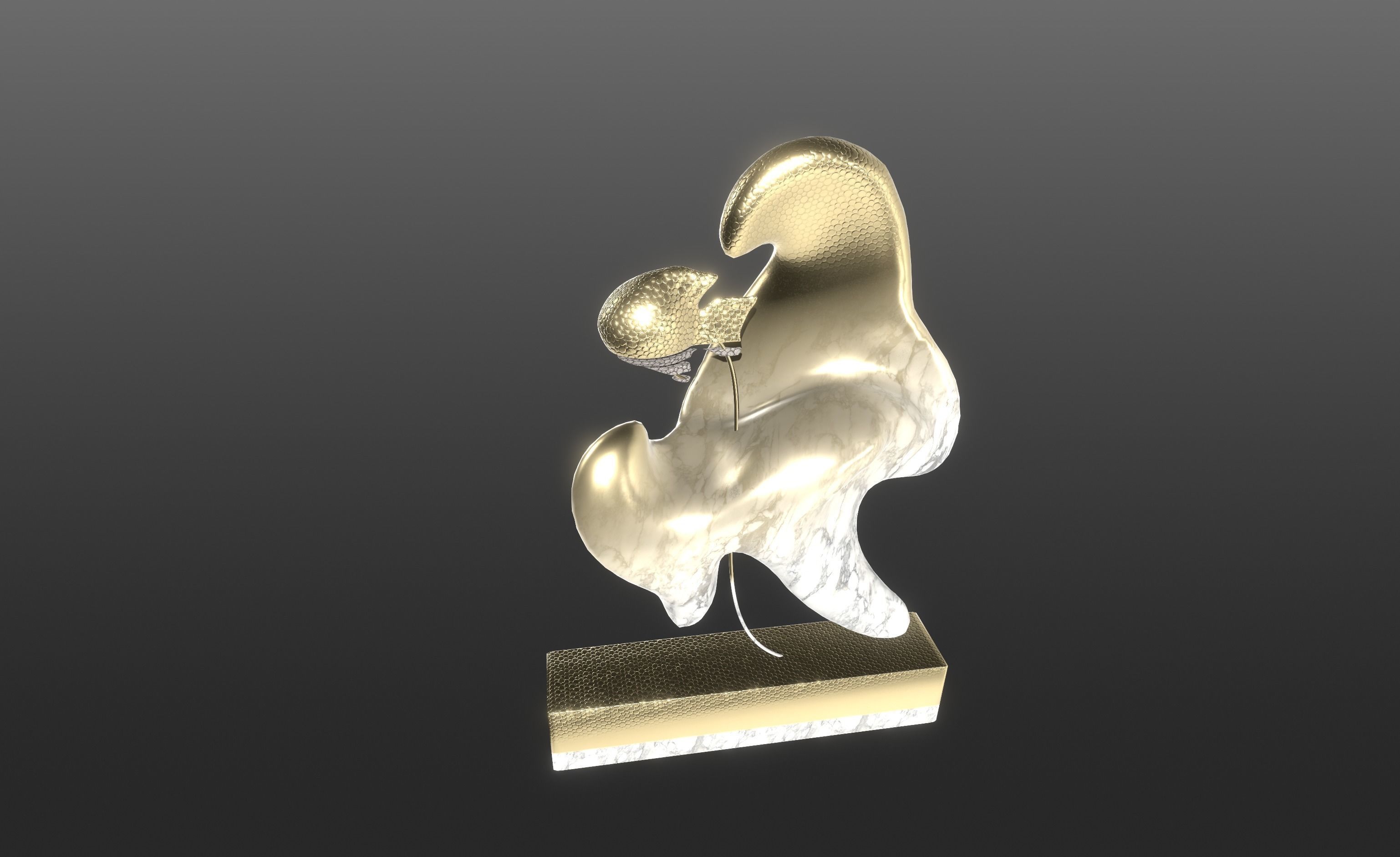 Ethereal Aquatica The Golden Wave Marble Fish Ensemble 3D model_101