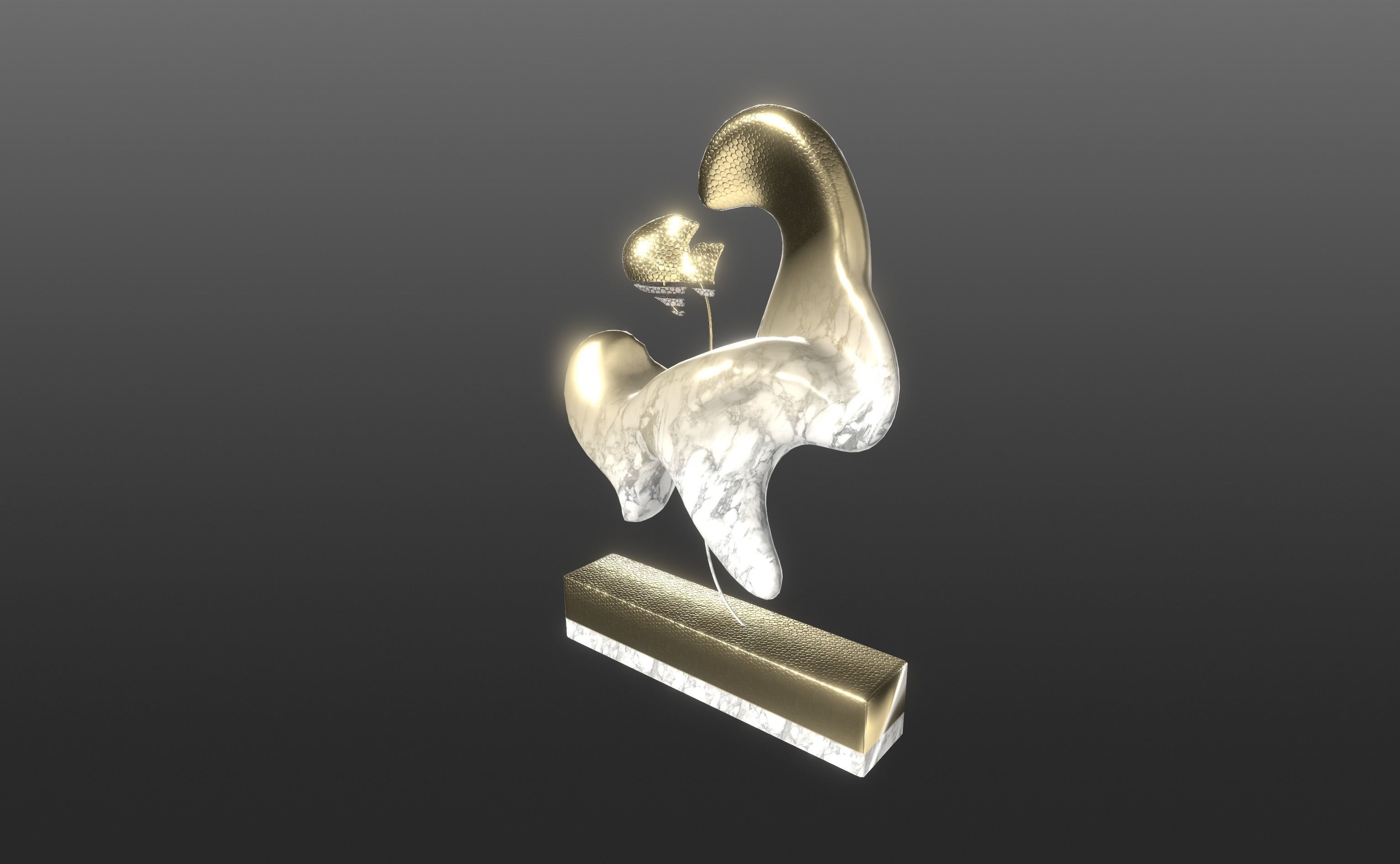 Ethereal Aquatica The Golden Wave Marble Fish Ensemble 3D model_26