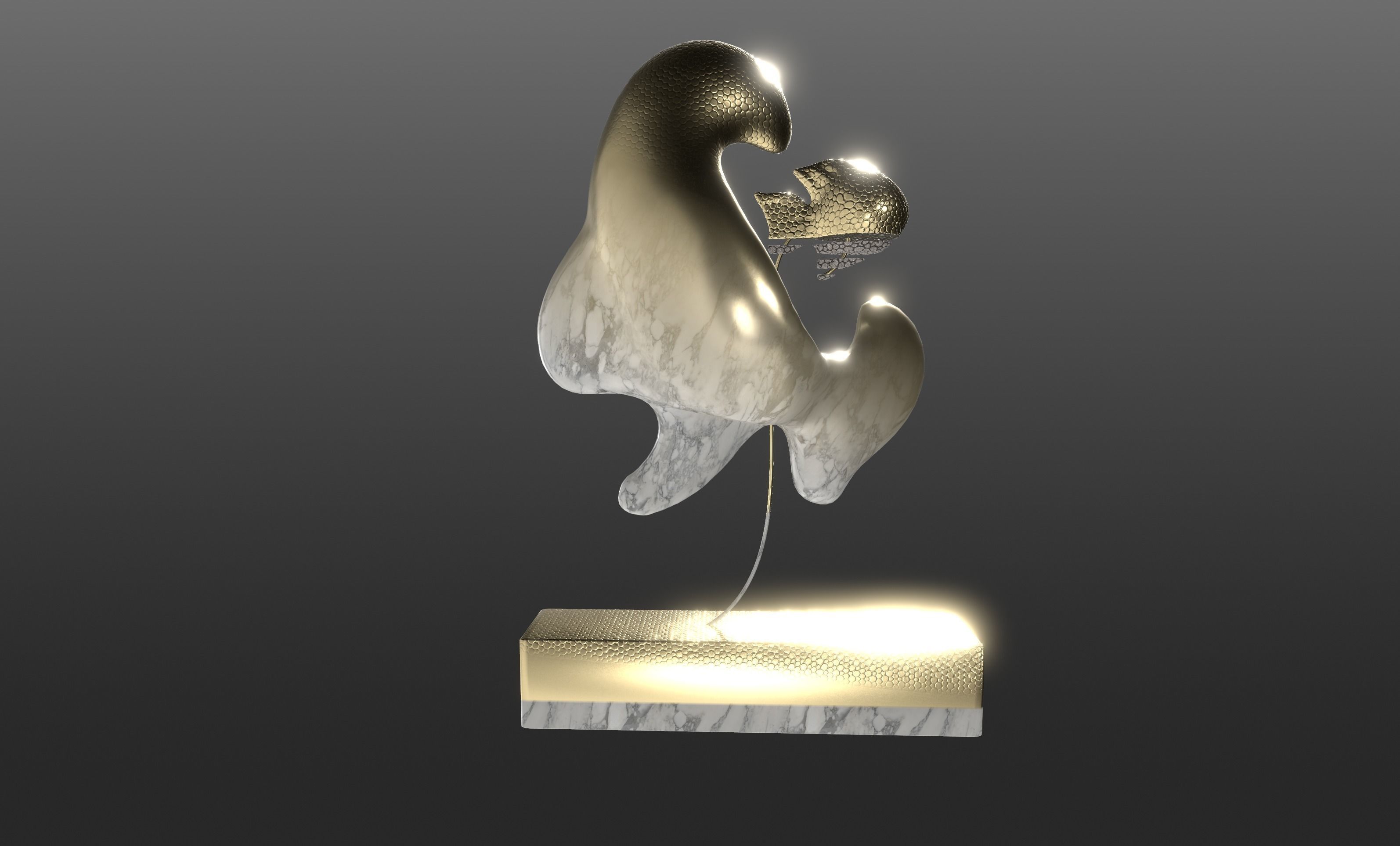 Ethereal Aquatica The Golden Wave Marble Fish Ensemble 3D model_5