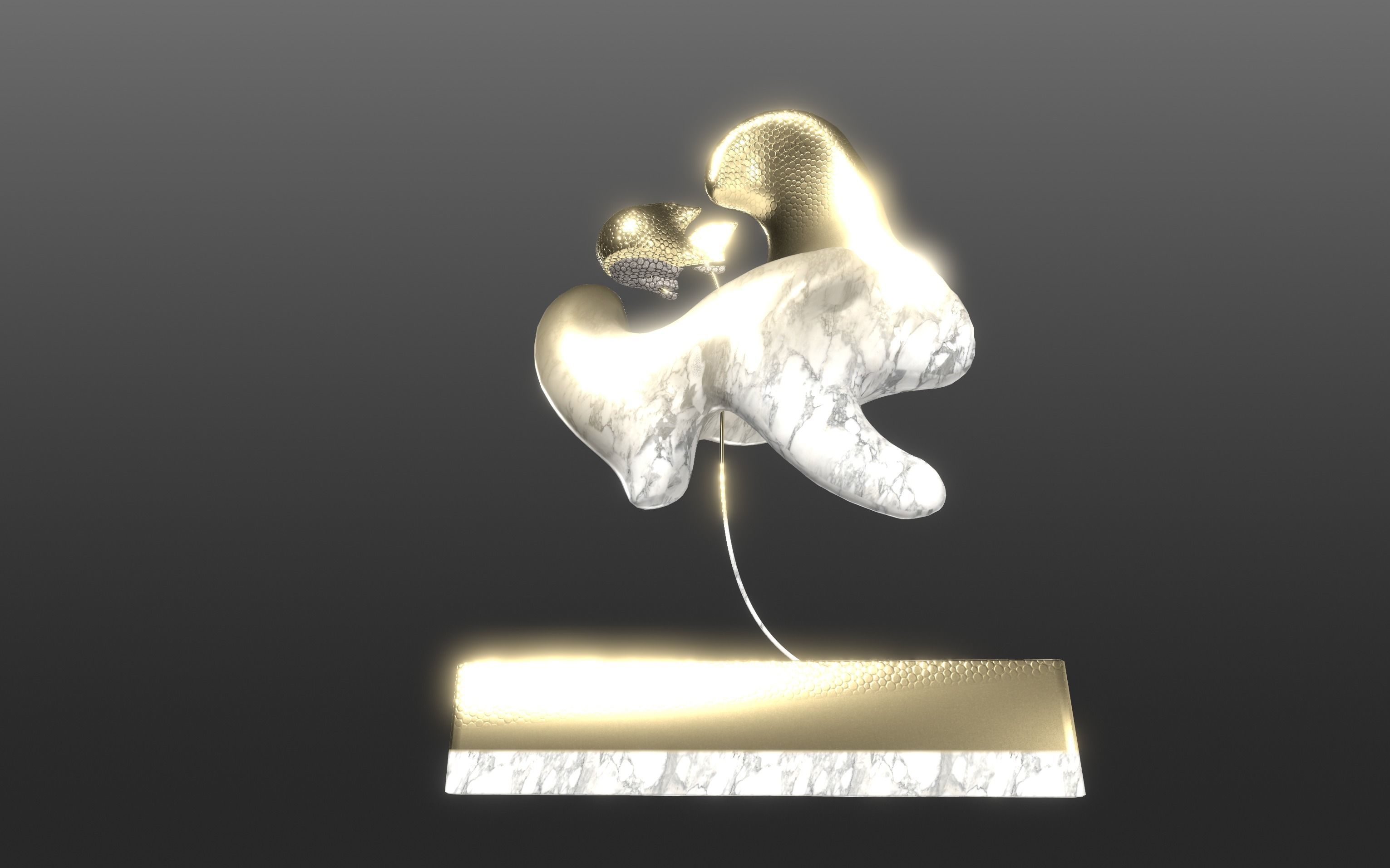 Ethereal Aquatica The Golden Wave Marble Fish Ensemble 3D model_8