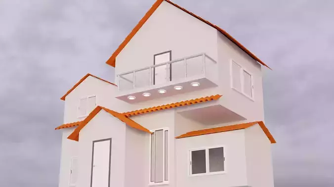 low poly modern house Low-poly 3D model