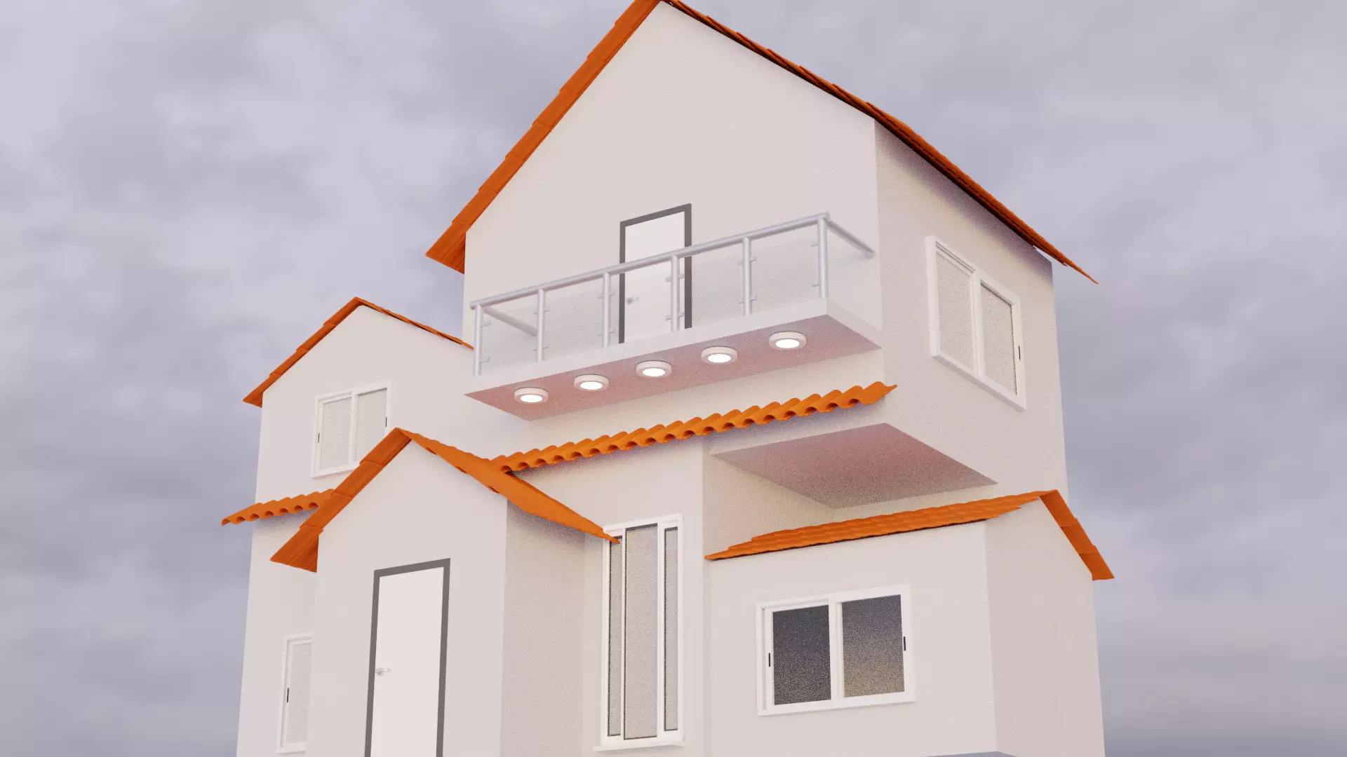 low poly modern house Low-poly 3D model_0