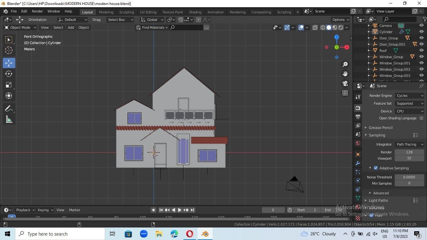 low poly modern house Low-poly 3D model_7