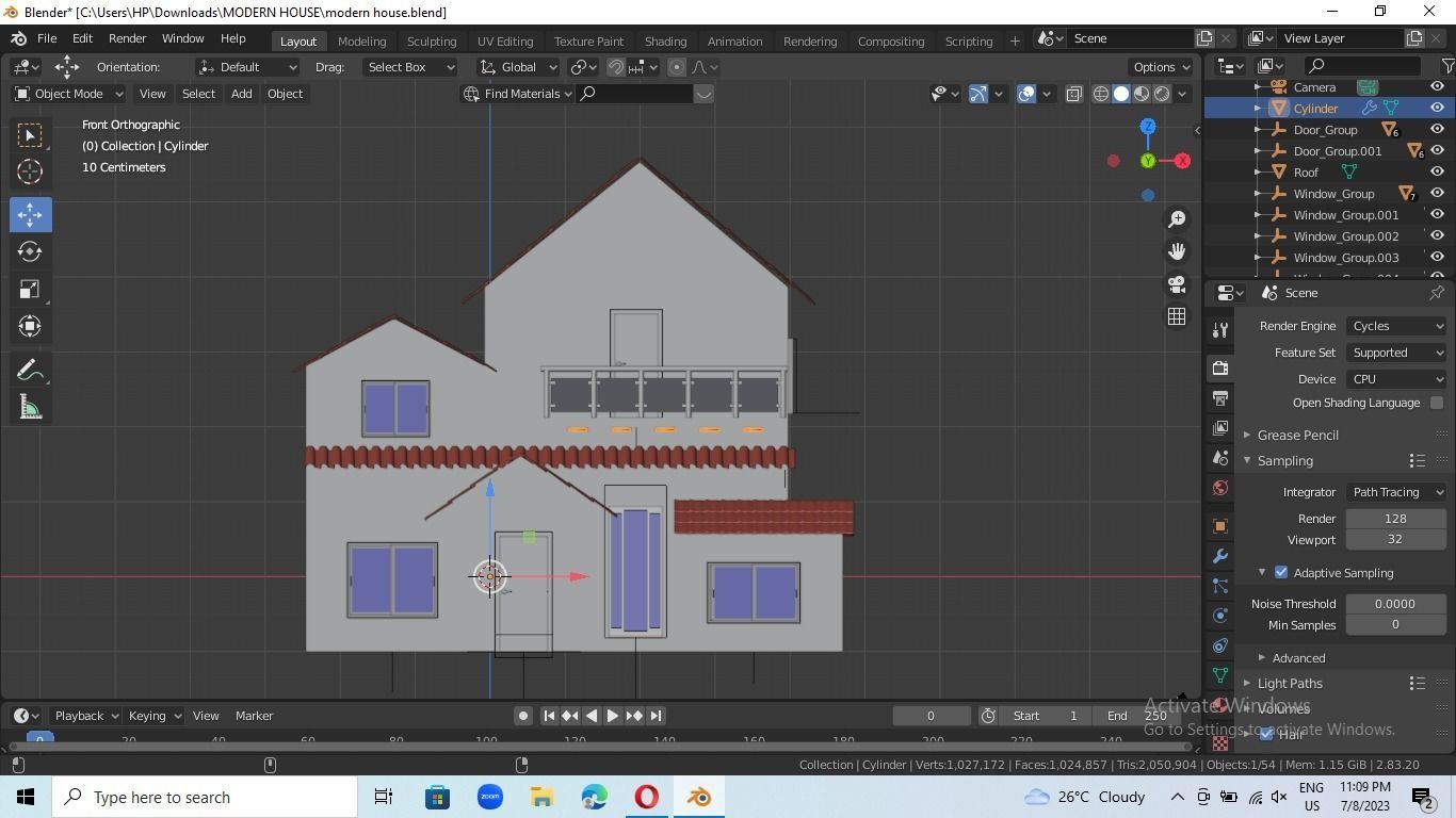 low poly modern house Low-poly 3D model_4