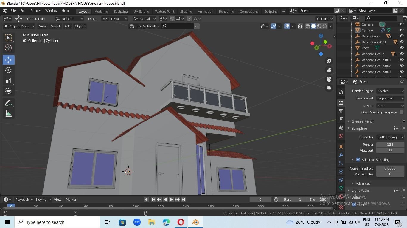 low poly modern house Low-poly 3D model_9