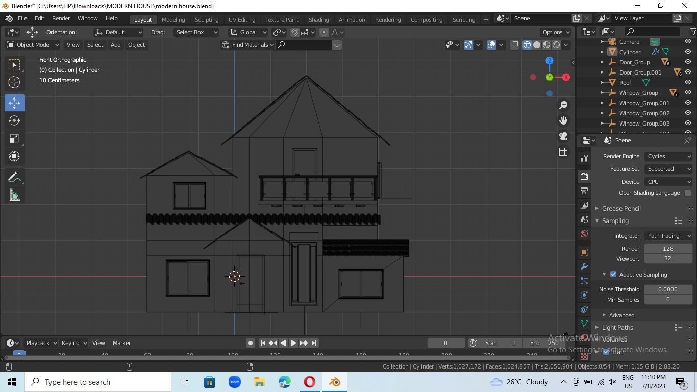 low poly modern house Low-poly 3D model_8
