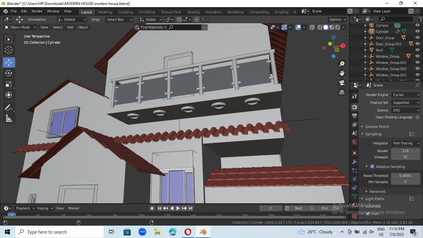 low poly modern house Low-poly 3D model_12