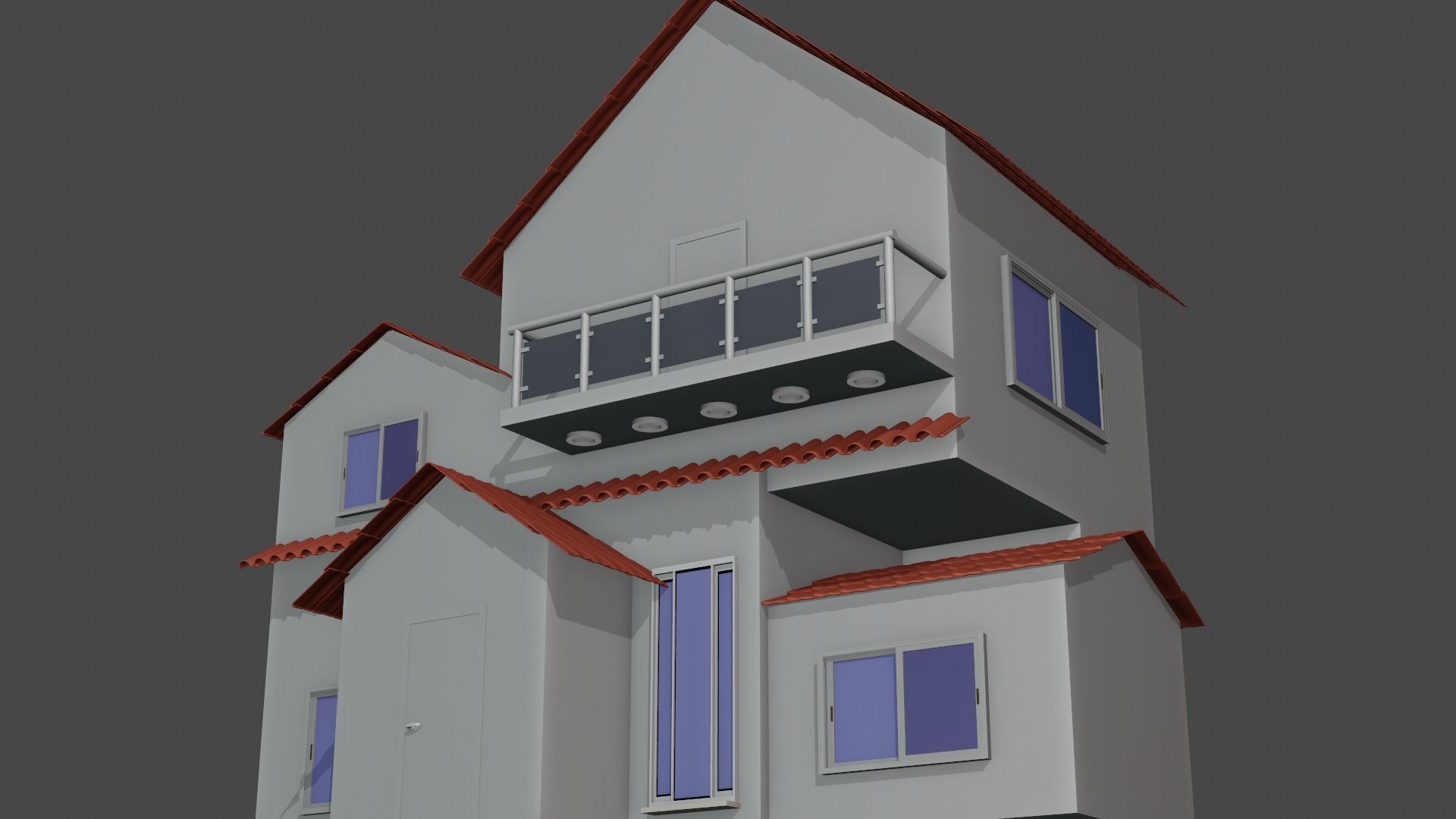low poly modern house Low-poly 3D model_1