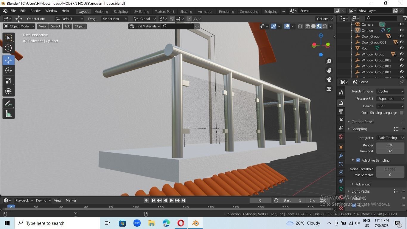 low poly modern house Low-poly 3D model_10