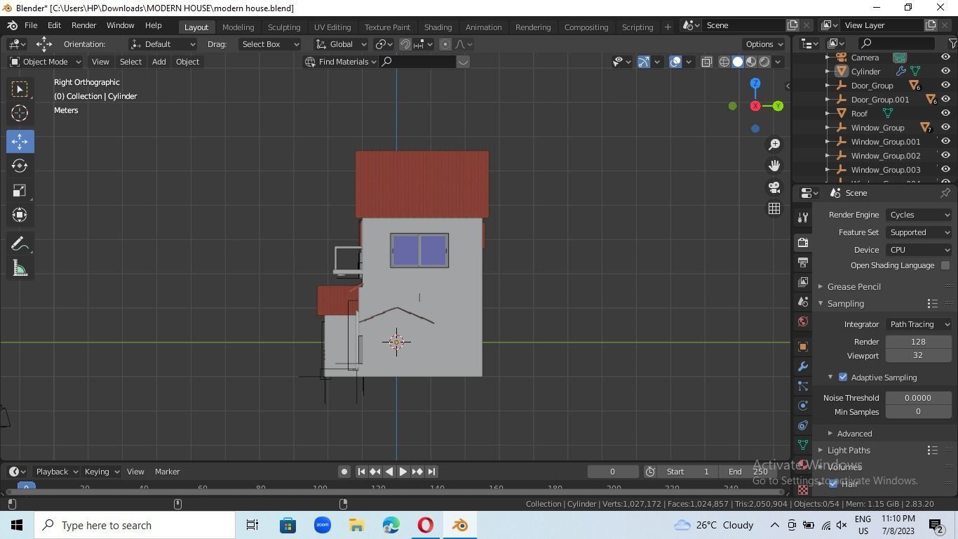 low poly modern house Low-poly 3D model_5
