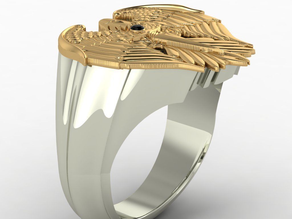 eagle ring  3D print model_10